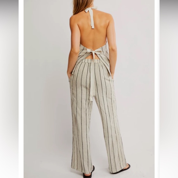 Free People Take Me to Paris Striped Vest & Wide Leg Pants Set Rocky Stripe NWOT - Picture 3 of 6
